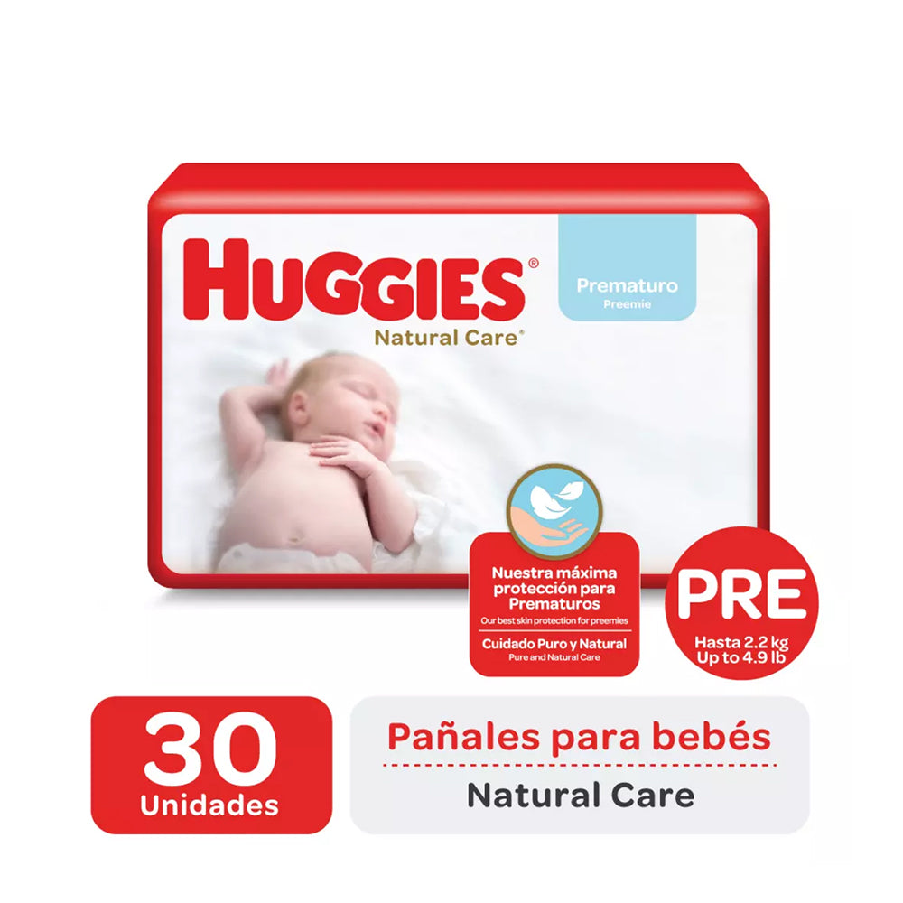 Pañal Huggies Natural Care Prematuro 30 un