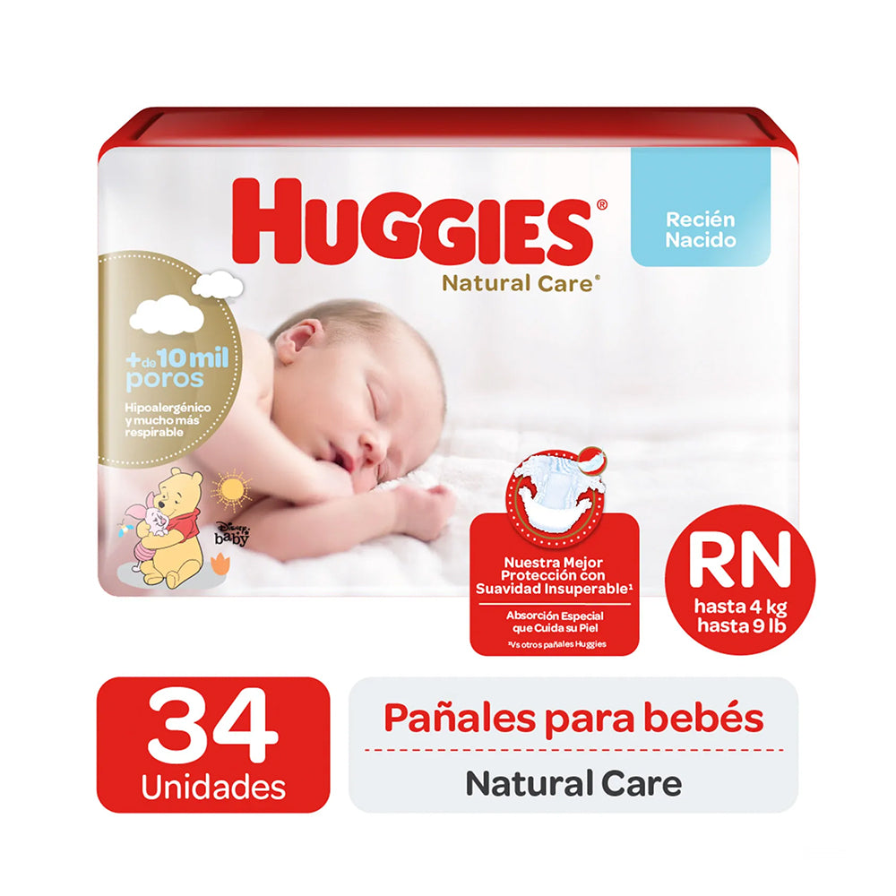 Pañal Huggies Natural Care RN 34 un
