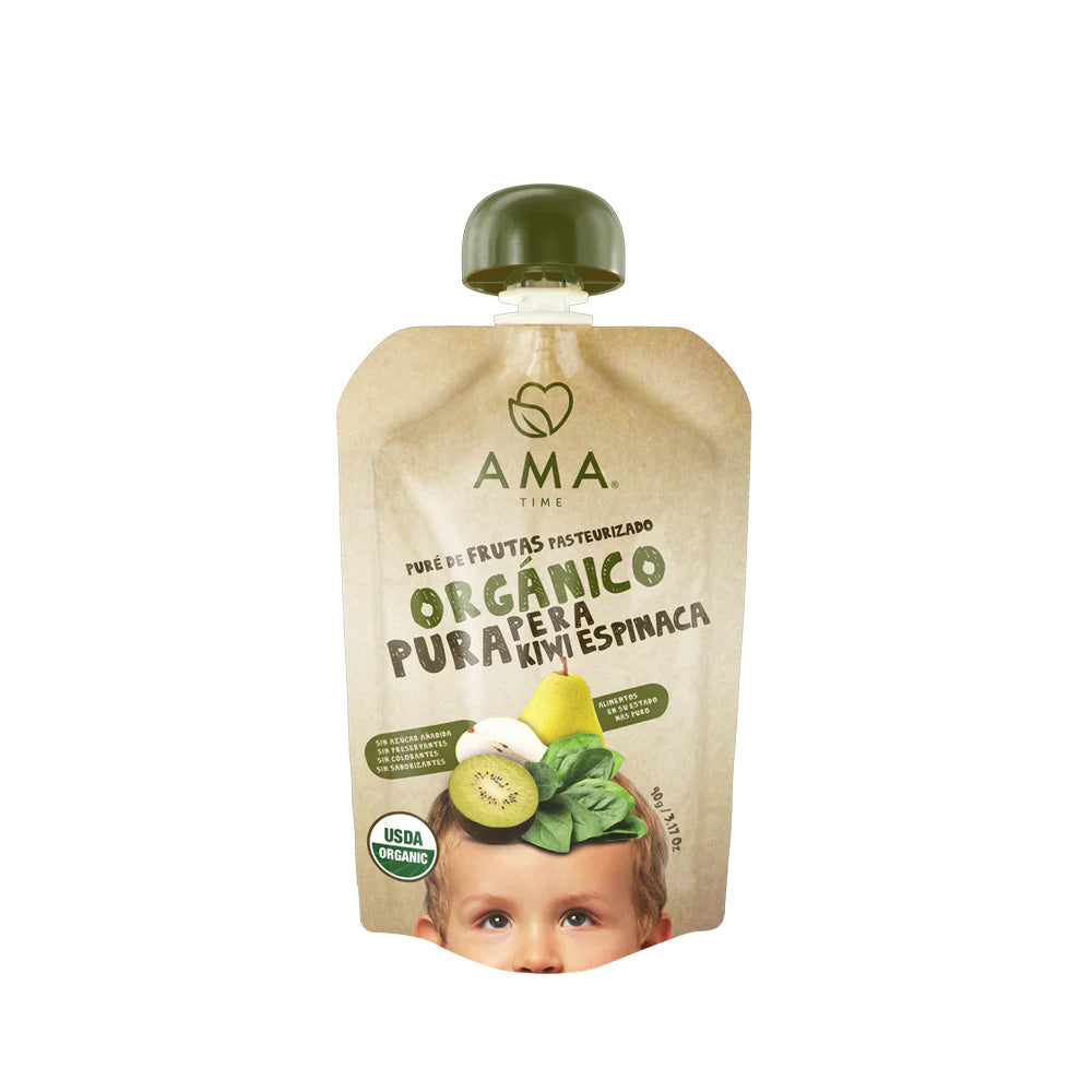 Compota Ama Time Pera Kiwi Espinaca Orgánico 90gr