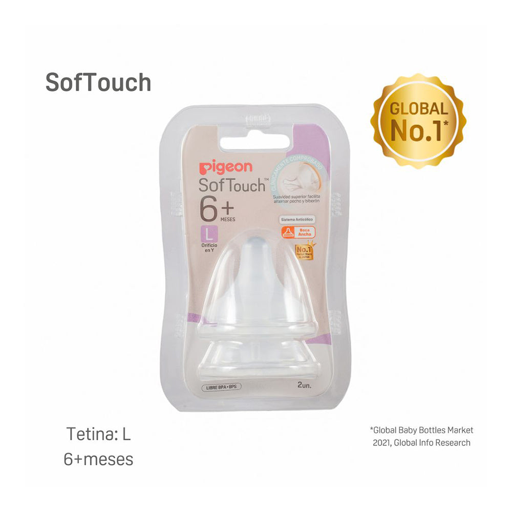 Tetina Pigeon Softouch L Boca Ancha 2un