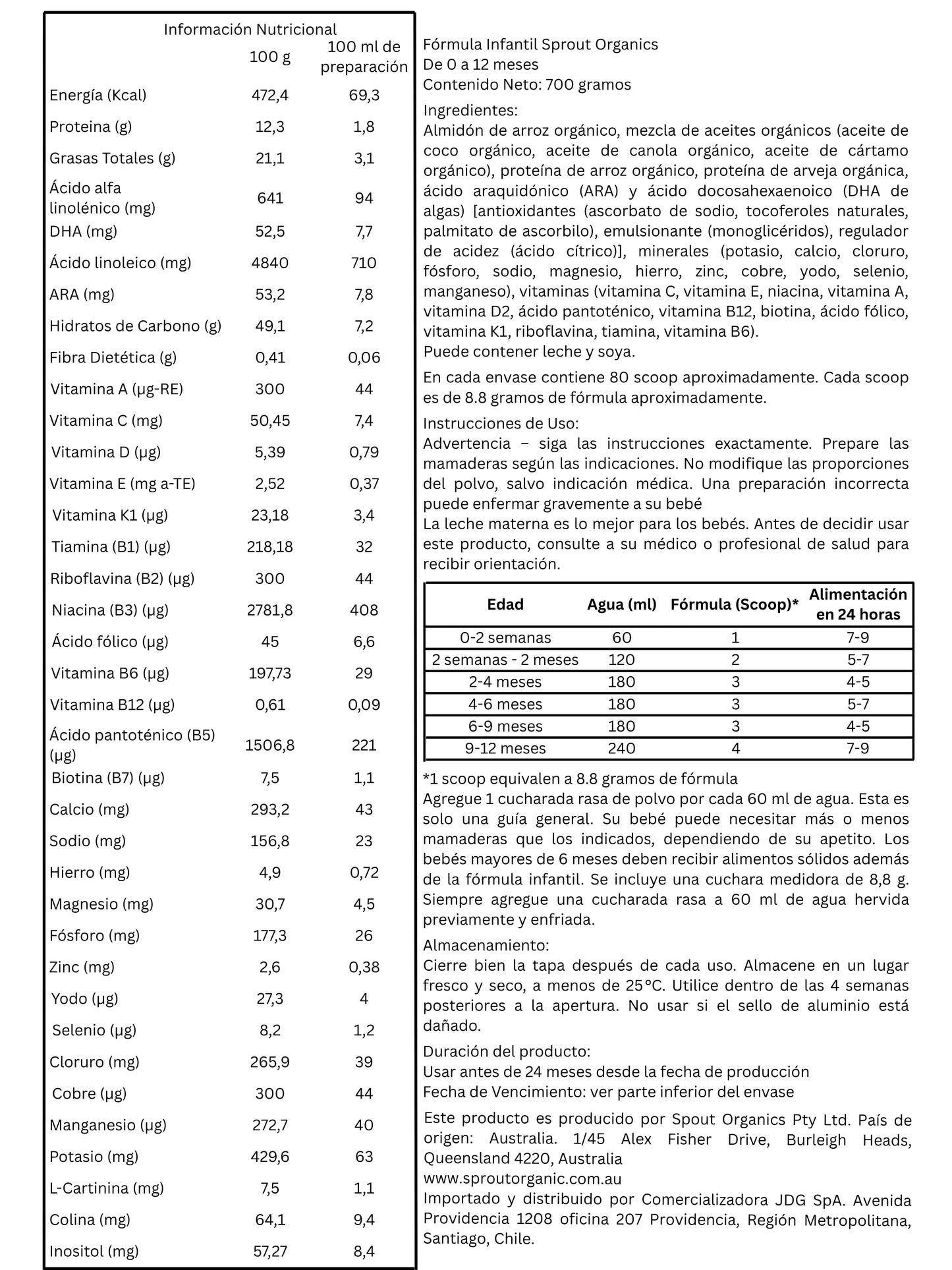 Sprout Organic Infant Formula 700gr