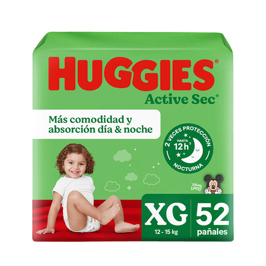 Pañal Huggies Active Sec XG 52 un
