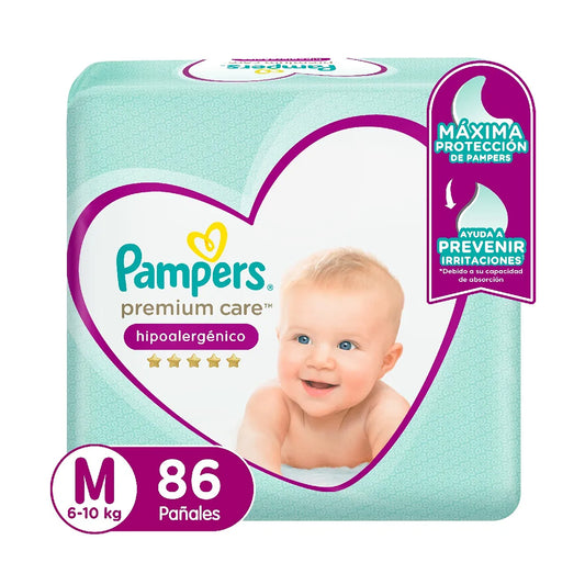 Pañal Pampers Premium Care M 86 un