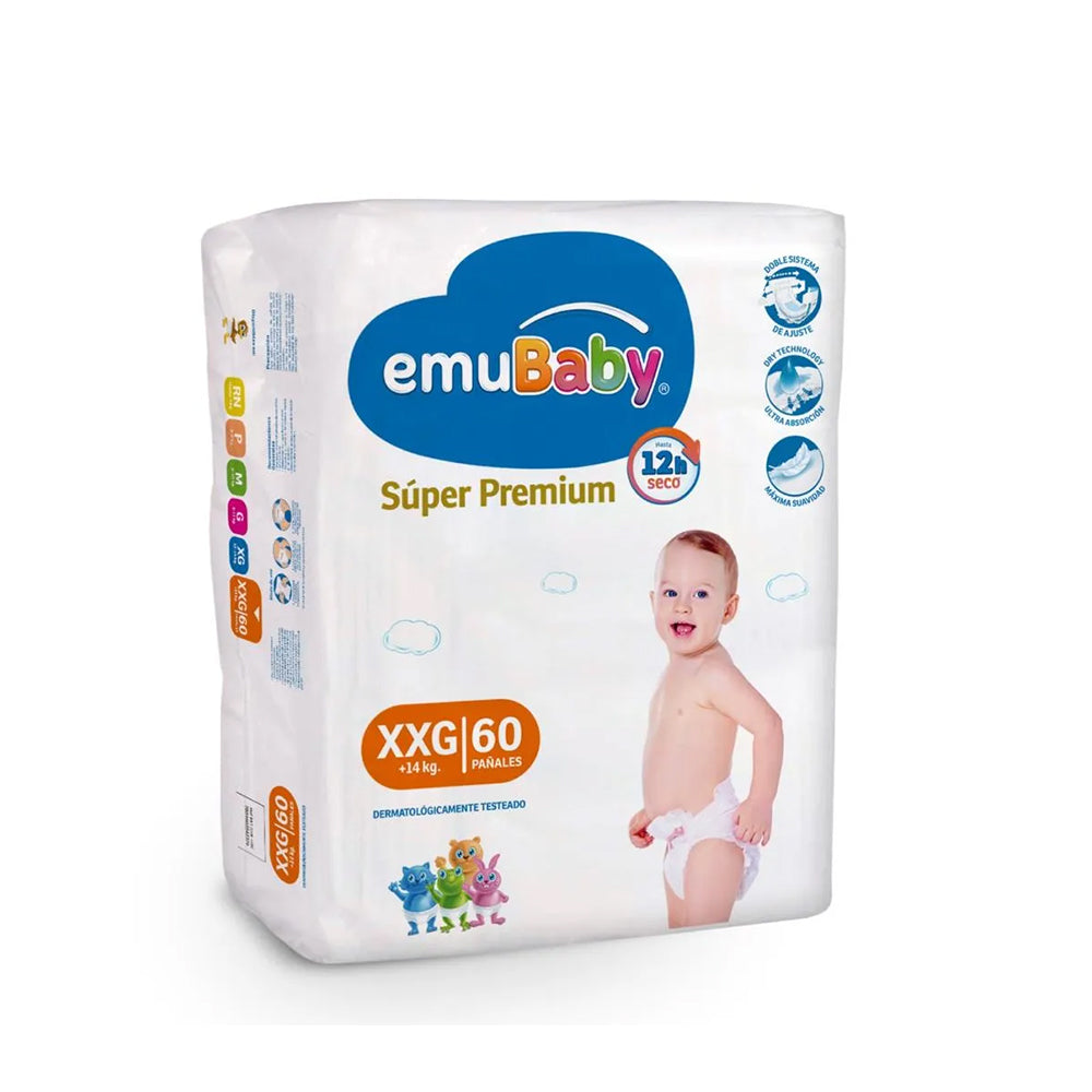 Pañal Emubaby Super Premium Confort XXG 60 un