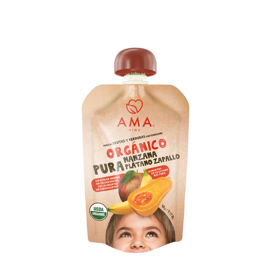 Compota Ama Time Manzana Plátano Zapallo Orgánico 90gr